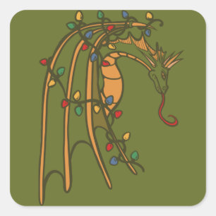 Weihnachtsdrache Quadratischer Aufkleber