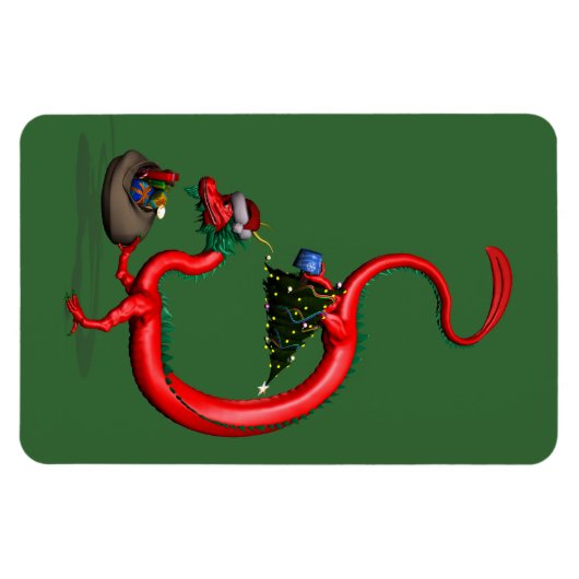 Weihnachtsdrache Santa Magnet (Horizontal)
