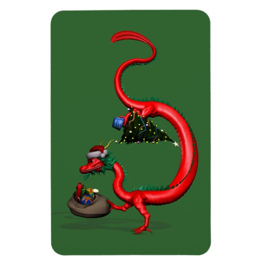 Weihnachtsdrache Santa Magnet (Vertikal)