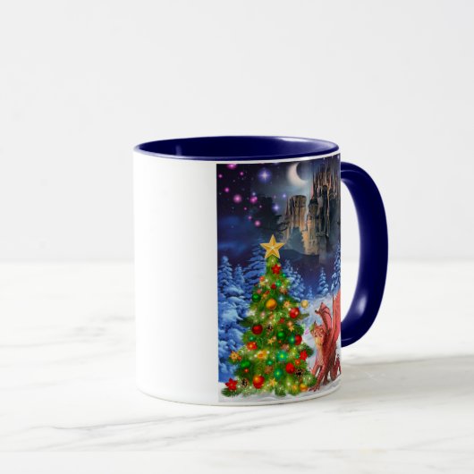 Weihnachtsdrache wird in Schwierigkeiten Tasse (VorderseiteRechts)