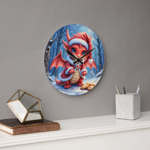 Weihnachtsdrache, zu süß zum Verhaften, Große Wanduhr