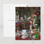 Weihnachtsdrachenfamilie Postkarte (Vorne/Hinten)