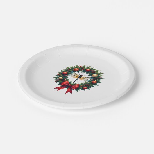 Weihnachtsdrachenfliege Pappteller (Schrägansicht)