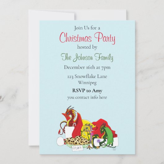 Weihnachtsdragons Einladung (Vorderseite)