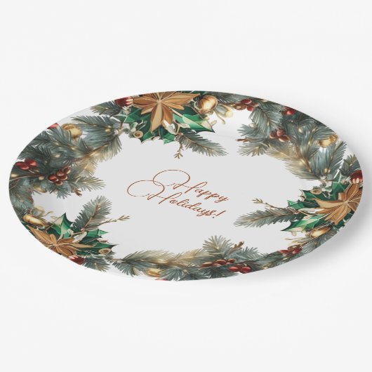 Weihnachtsdruckpapier Pappteller (Schrägansicht)