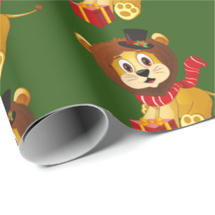Weihnachtsdschungellöwe Feiertags-Partyverpackung Geschenkpapier