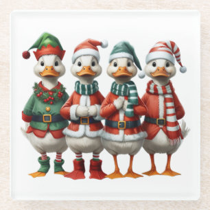 Weihnachtsduck Familienfeiertag Dekoration Glasuntersetzer