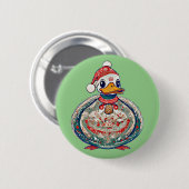 Weihnachtsduck mit einer Weihnachtsmannmütze Button (Vorne & Hinten)