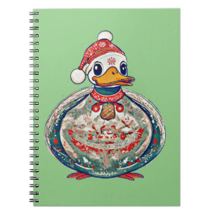 Weihnachtsduck mit einer Weihnachtsmannmütze Notizblock