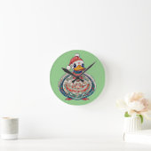 Weihnachtsduck mit einer Weihnachtsmannmütze Runde Wanduhr (Zuhause)