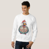 Weihnachtsduck mit einer Weihnachtsmannmütze Sweatshirt (Vorne ganz)