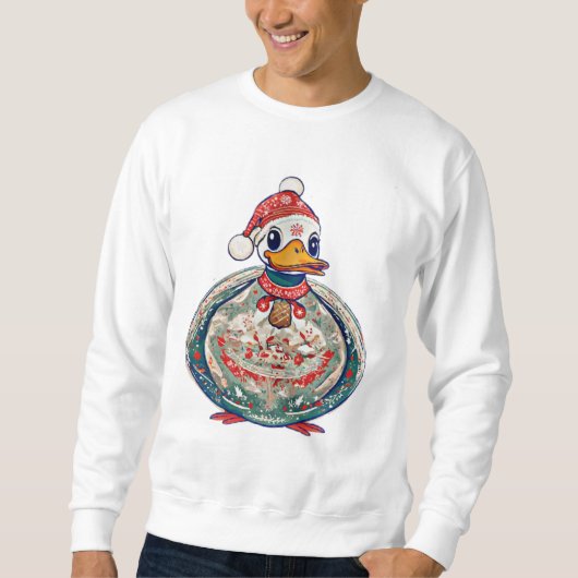 Weihnachtsduck mit einer Weihnachtsmannmütze Sweatshirt (Vorderseite)