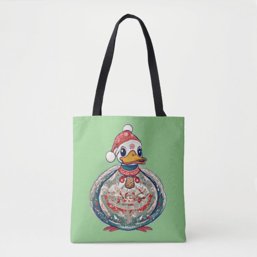 Weihnachtsduck mit einer Weihnachtsmannmütze Tasche (Vorderseite)