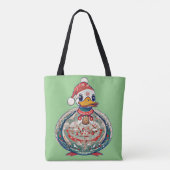 Weihnachtsduck mit einer Weihnachtsmannmütze Tasche (Rückseite)