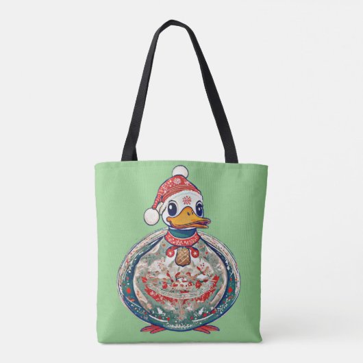 Weihnachtsduck mit einer Weihnachtsmannmütze Tasche (Rückseite)