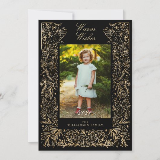 Weihnachtsdünen Frieden & Liebe Blumenrahmen Foto Feiertagskarte (Vorderseite)