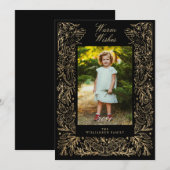 Weihnachtsdünen Frieden & Liebe Blumenrahmen Foto Feiertagskarte (Vorne/Hinten)