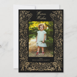 Weihnachtsdünen Frieden & Liebe Blumenrahmen Foto Feiertagskarte