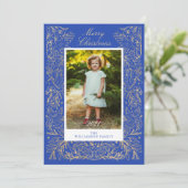 Weihnachtsdünen Frieden & Liebe Blumenrahmen Foto Feiertagskarte (Stehend Vorderseite)