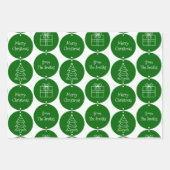 Weihnachtsdunkelgrüne Kreise Kundenname Geschenkpapier Set (Vorderseite)