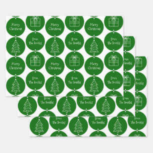 Weihnachtsdunkelgrüne Kreise Kundenname Geschenkpapier Set