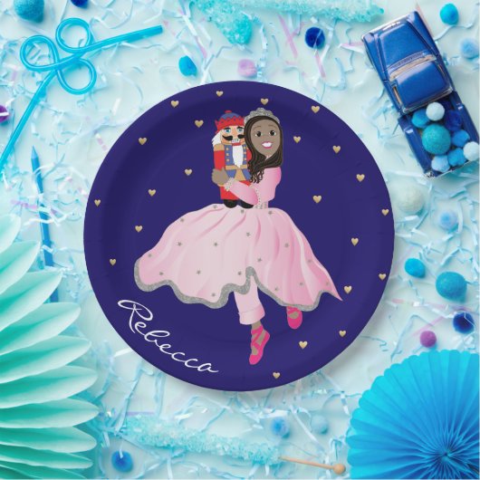 Weihnachtsdunkelhaarige Ballerina Clara Papierplat Pappteller (Party)