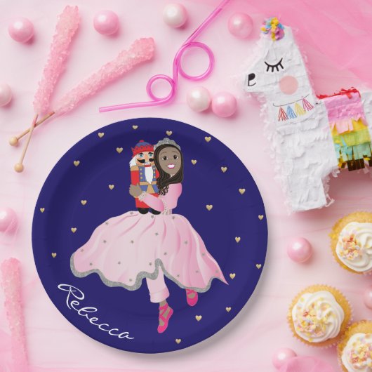 Weihnachtsdunkelhaarige Ballerina Clara Papierplat Pappteller (Party)