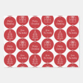 Weihnachtsdunkelrote Kreise - Kundenname Geschenkpapier Set (Vorderseite)