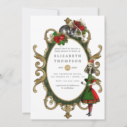 Weihnachtsdusche Alice im Wunderland Einladung (Vorderseite)