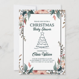 Weihnachtsdusche Blumenladen Weiß Rosa Einladung