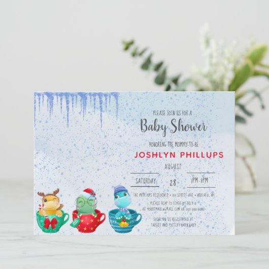 Weihnachtsdusche Dinosaurier Teacup Kinderdusche E (Stehend Vorderseite)