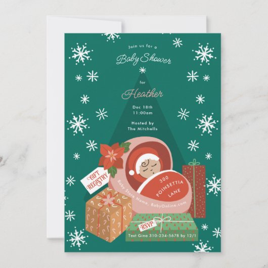 Weihnachtsdusche Einladung (Vorderseite)