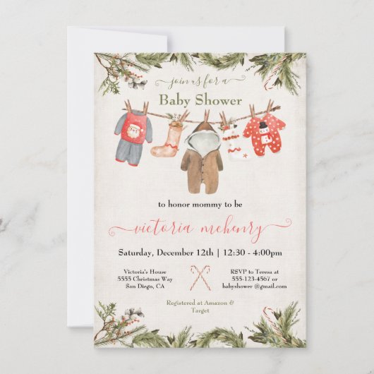 Weihnachtsdusche Einladung (Vorderseite)