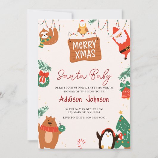 Weihnachtsdusche Einladung (Vorderseite)