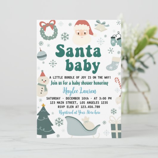 Weihnachtsdusche Einladung (Stehend Vorderseite)