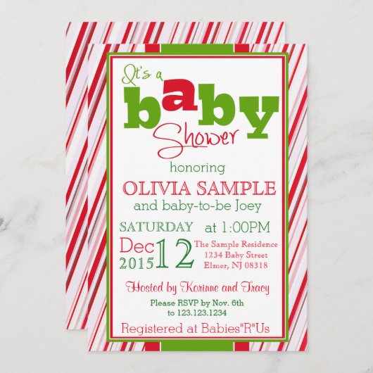 Weihnachtsdusche Einladung (Vorne/Hinten)