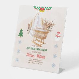 Weihnachtsdusche Einladung Beige und Braun Sockelschild