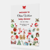 Weihnachtsdusche Einladung, festliche Babydusche Acrylschild (Winkel)