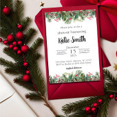 Weihnachtsdusche Einladung mit Kiefer und Holly