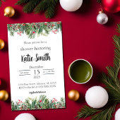 Weihnachtsdusche Einladung mit Kiefer und Holly