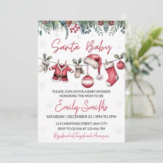 Weihnachtsdusche Einladung Set Template Sant (Stehend Vorderseite)