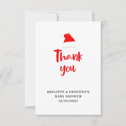 Weihnachtsdusche Flat Danke Karte (Vorderseite)