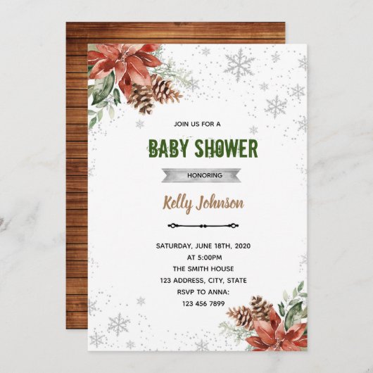 Weihnachtsdusche Geburtstagseinladung Einladung (Vorne/Hinten)