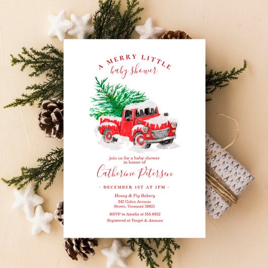 Weihnachtsdusche Kleine Red Truck Baby Einladung
