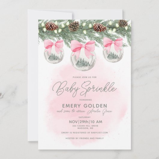 Weihnachtsdusche oder Sprinkle Baby Girl Einladung (Vorderseite)