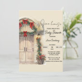 Weihnachtsdusche, offen, bearbeitbar, Baby-Dusche Einladung (Stehend Vorderseite)