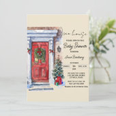 Weihnachtsdusche, offen, bearbeitbar, Baby-Dusche Einladung (Stehend Vorderseite)