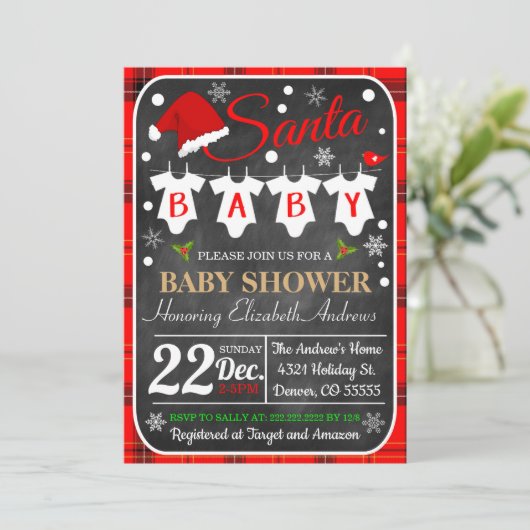 Weihnachtsdusche Party Einladung (Stehend Vorderseite)