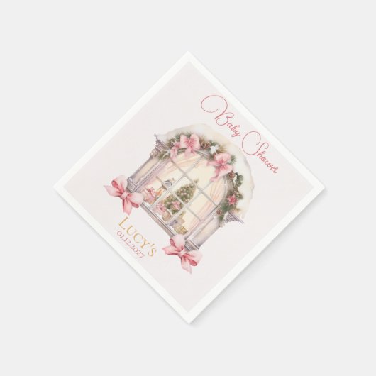 Weihnachtsdusche Pink Nutcracker Wasserfarbe Serviette (Ecke)