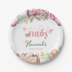Weihnachtsdusche Pink Santa Baby Pappteller